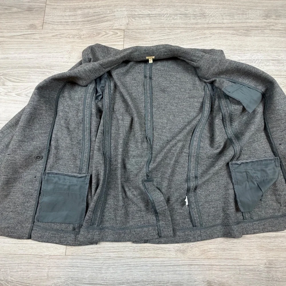 Vintage Y2K J Crew Women Double Breasted Gray Wool Blazer Size 14‎ Relaxed